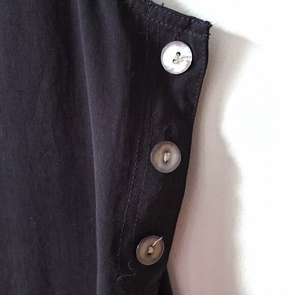 90s Talbots Black Sleeveless Midi Apron Dress L Minimalist Lagenlook Vintage - Picture 3 of 13